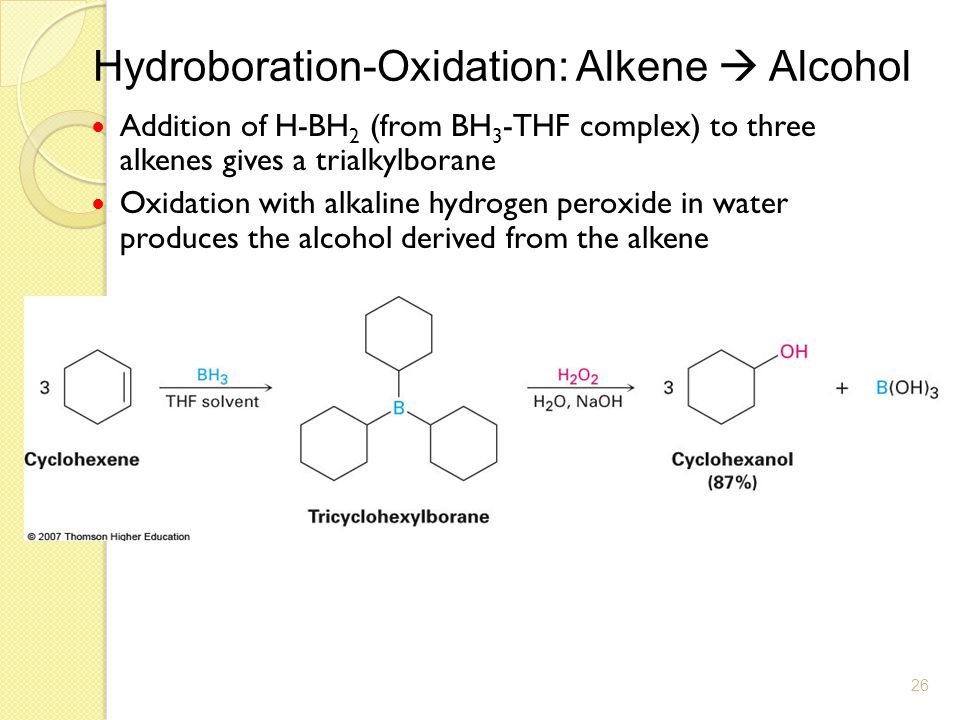 Alkenes from Dehydration of Alcohols